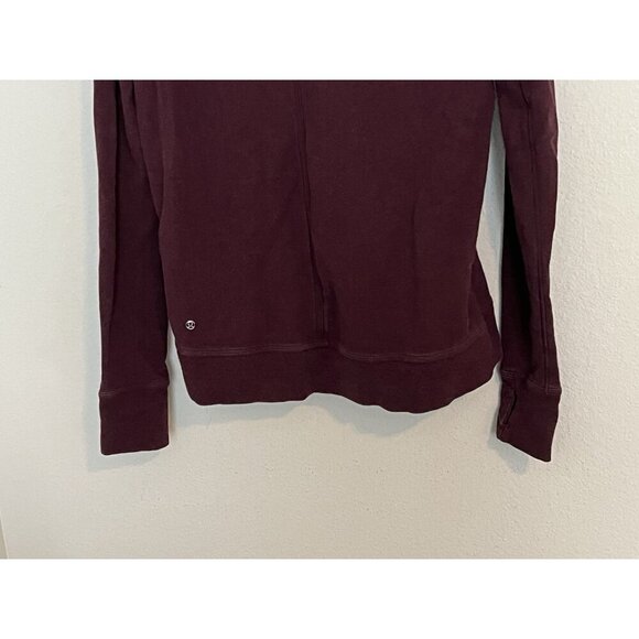 Lululemon Sweatshirt Size 6 Burgundy Stress Less Funnel Neck Hoodie Pullover - Picture 9 of 14